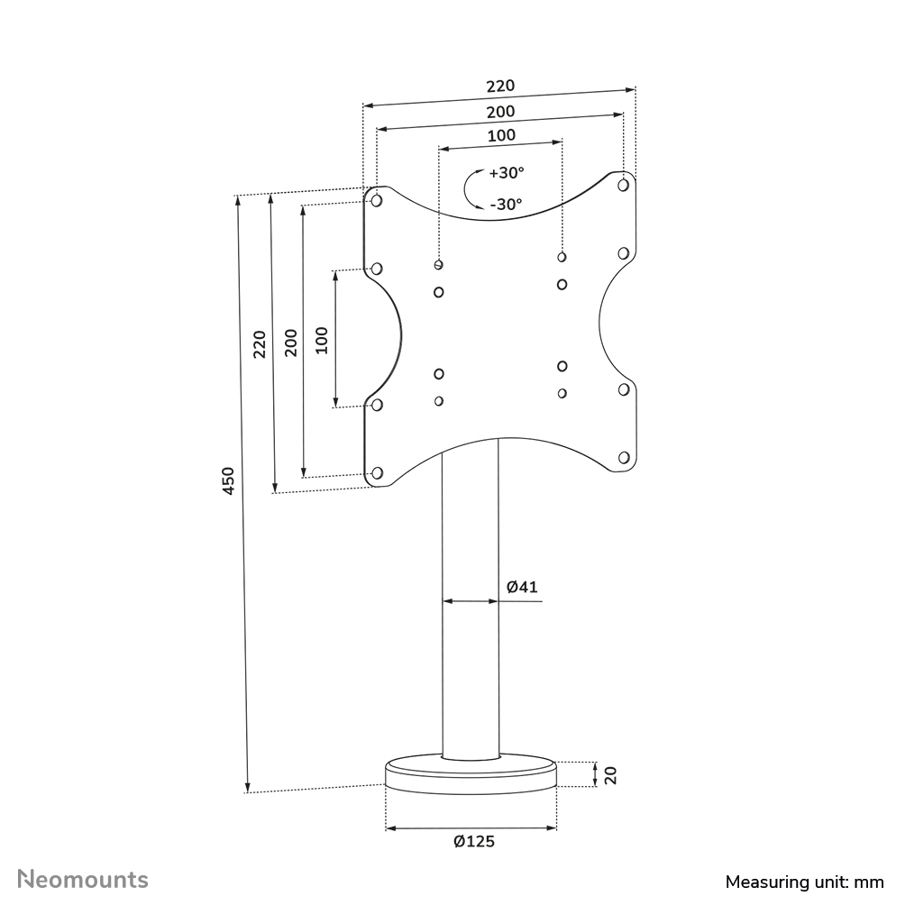 Neomounts DS42-430BL12 Support de bureau pour écran à poser 23-43"- à visser - pivotant